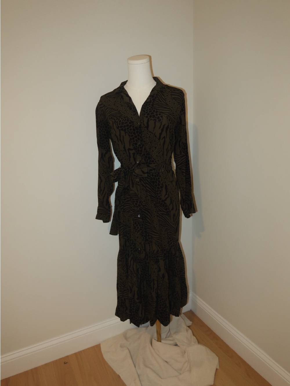 Rails Black Printed Long Sleeve Wrap Maxi Dress